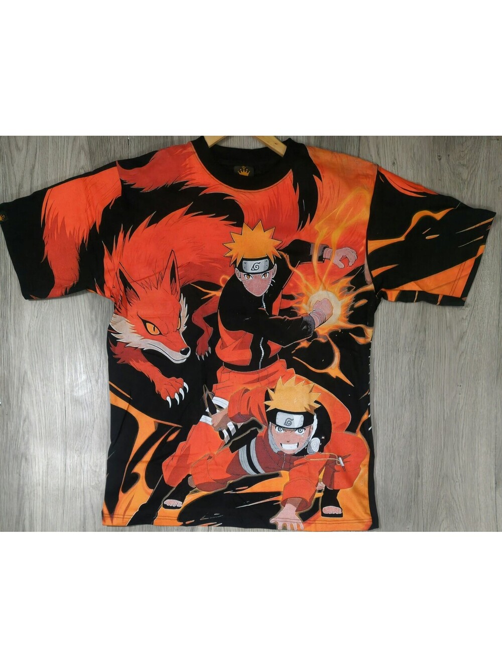 Naruto Shippuden Kurama Nine Tails AOP Anime T-Shirt Front Back (XL) NWOT